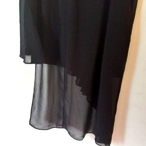 BGM MAXAZRIA LONG BLACK FORMAL DESIGNER ANGLED SHEATH SEMI LINED CHIFFON SKIRT